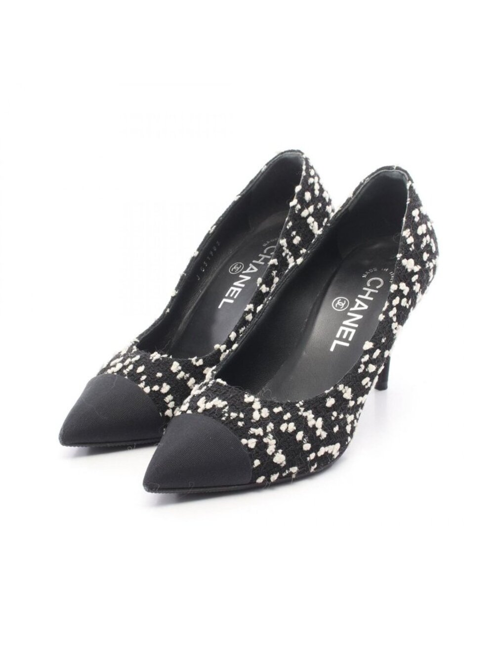 Chanel Pumps CC Logo Faux Pearl Fabric Heels